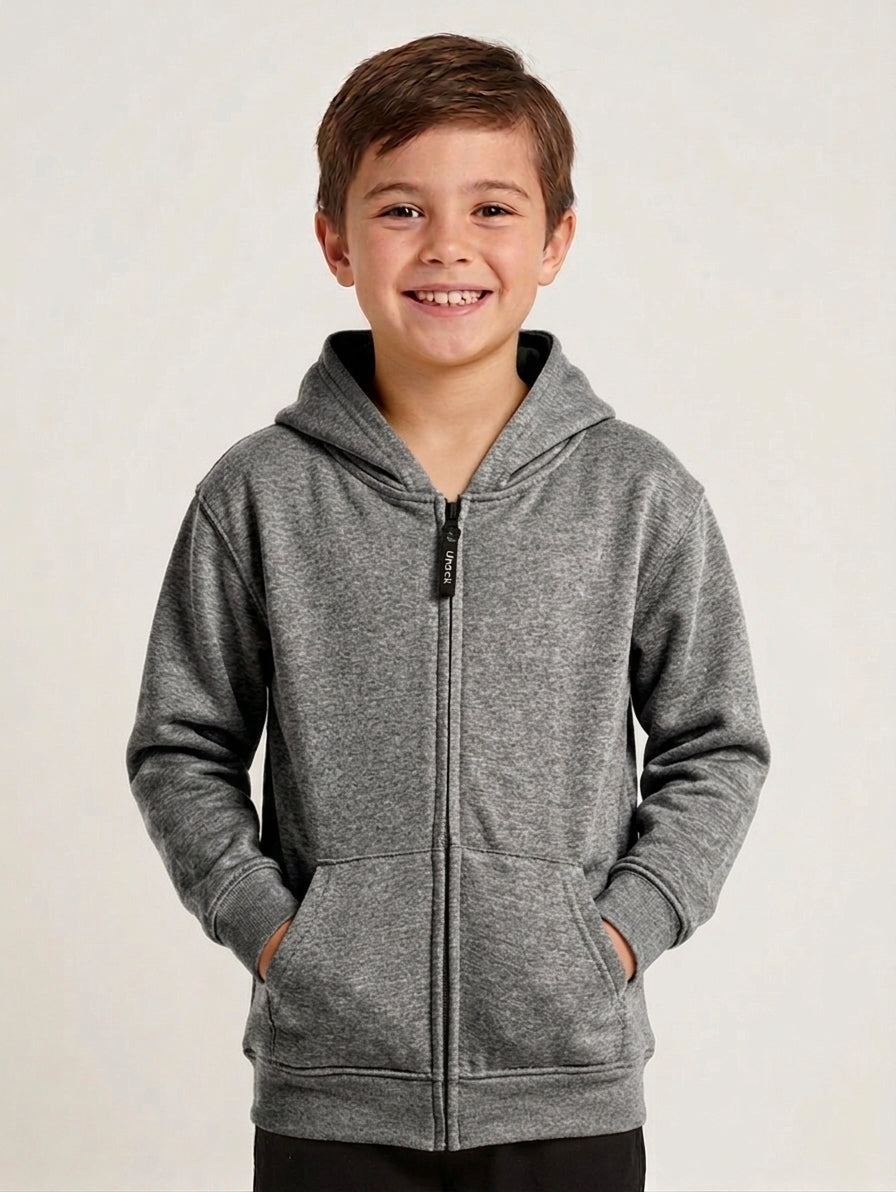 Kids Classic Full Zip Hooded Sweatshirt - Heather Grey