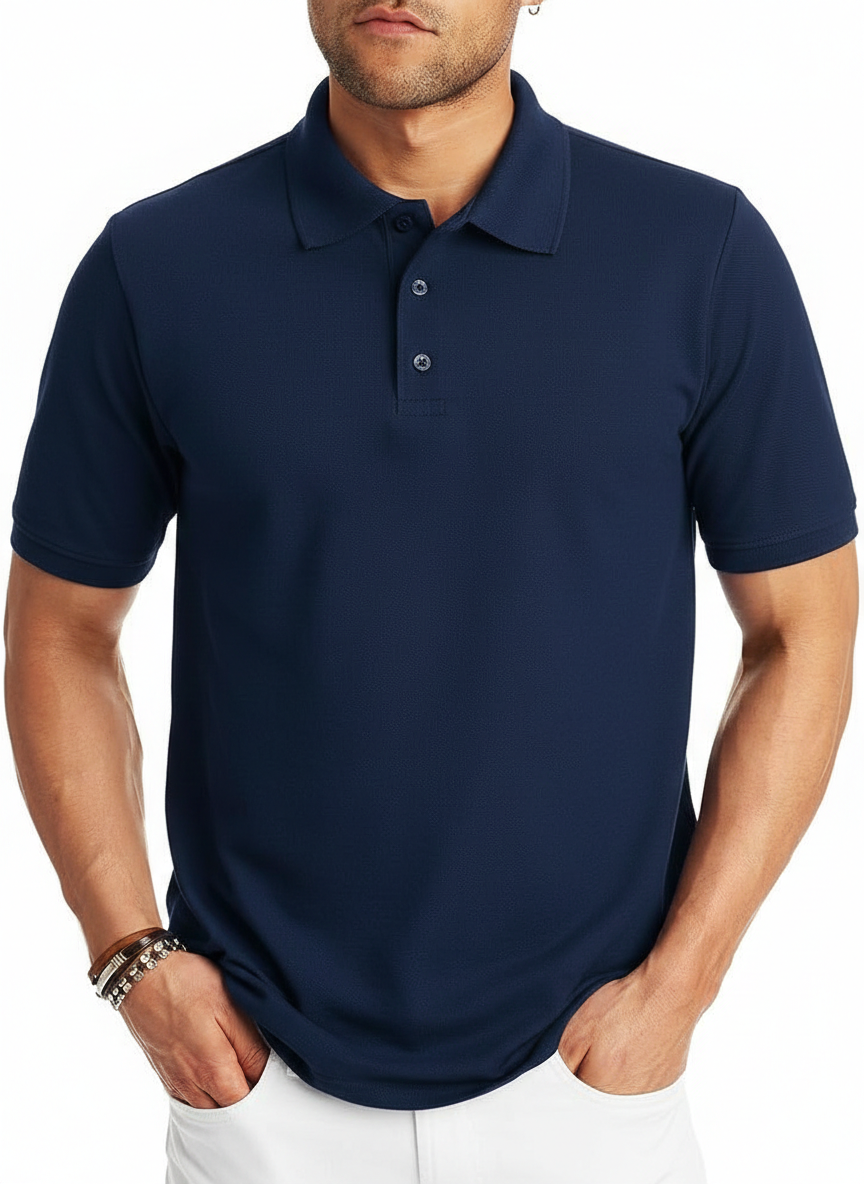 Polo Collar Tipping Men's Polo Shirt In Navy