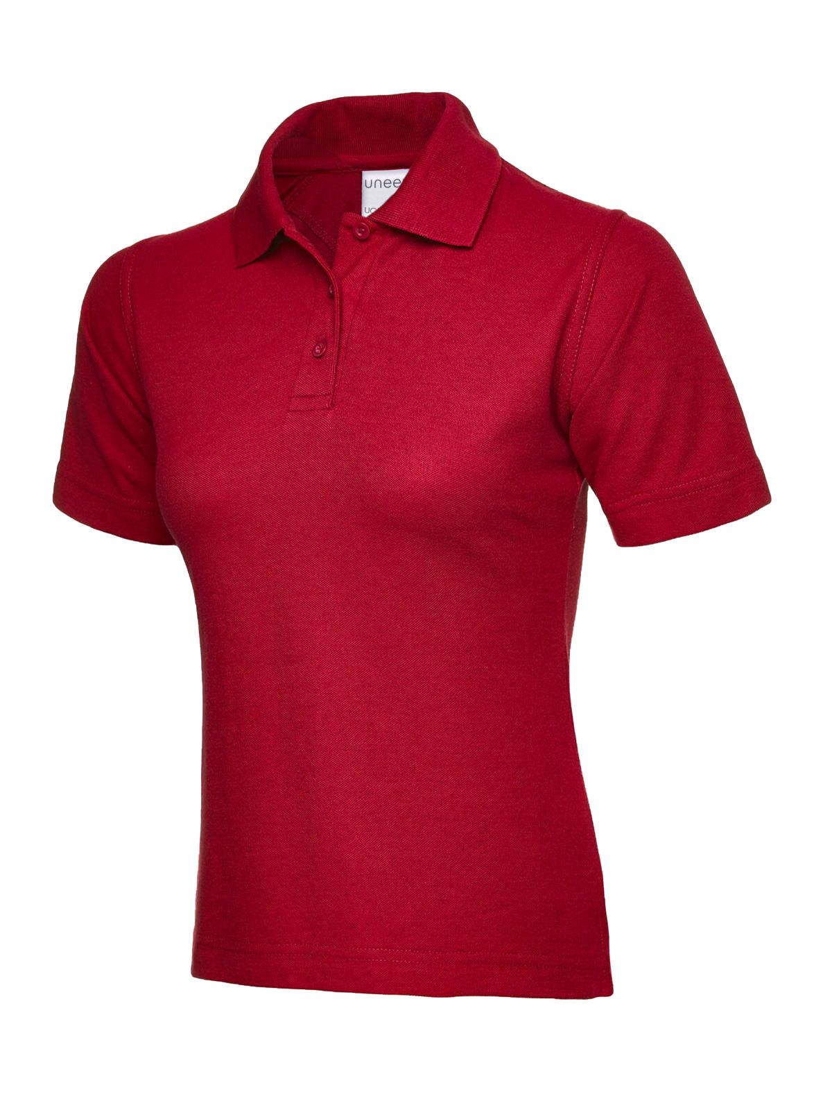 Ladies Active Cotton Poloshirt Red