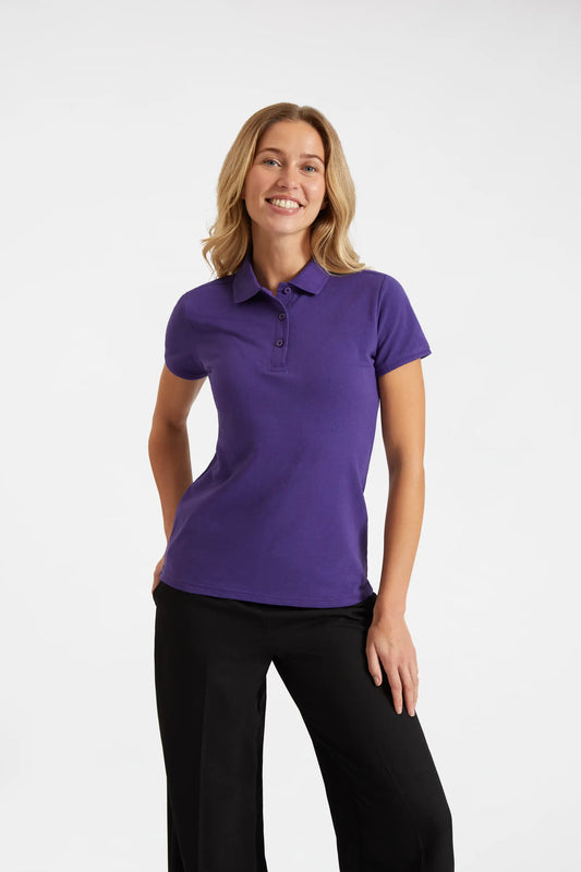 Ladies Active Cotton Poloshirt Purple