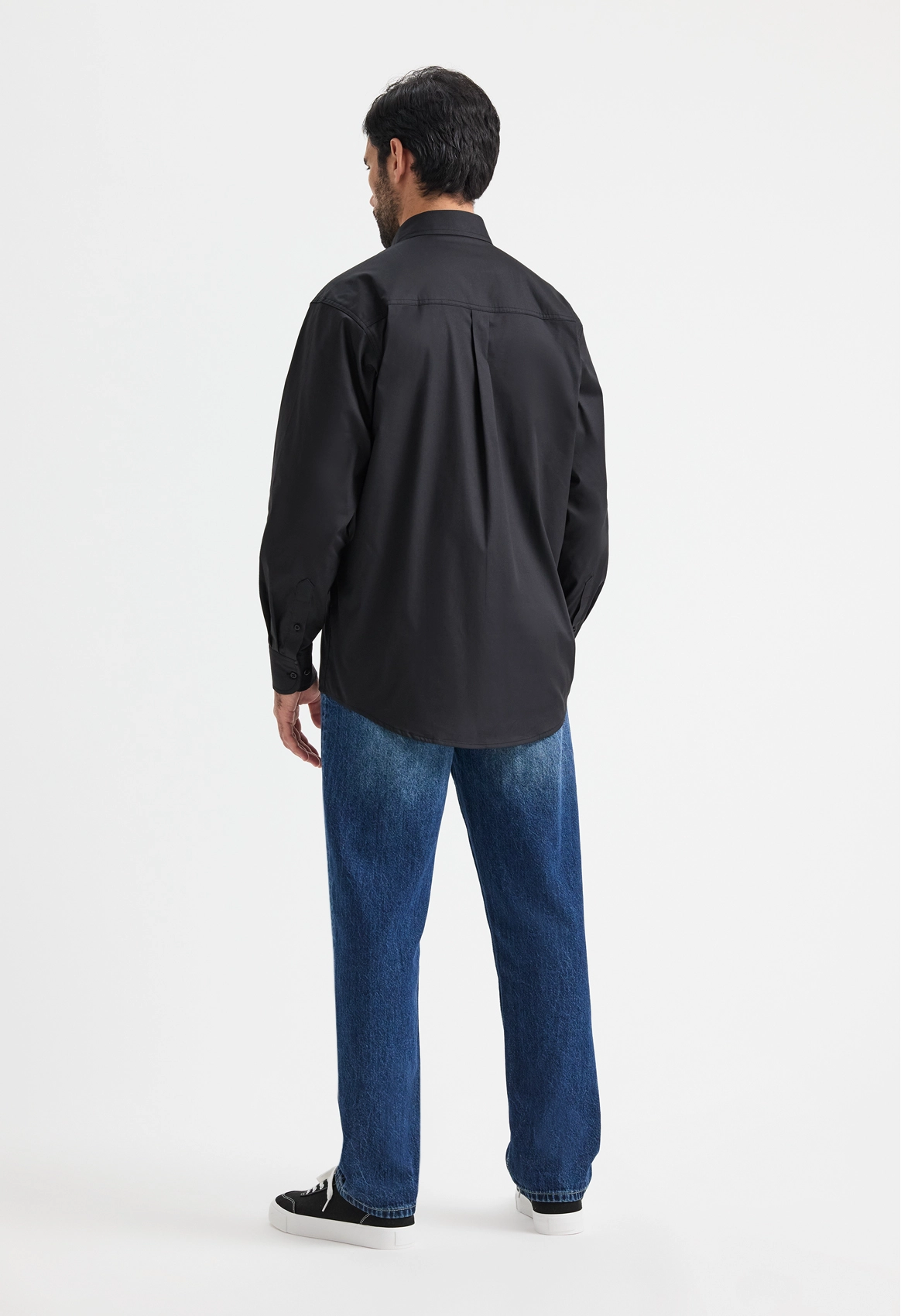 Mens Pinpoint Oxford Full Sleeve Shirt - Black