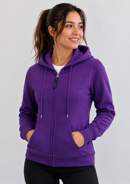 Ladies Classic Full Zip Hooded Sweatshirt - Purple - UC505