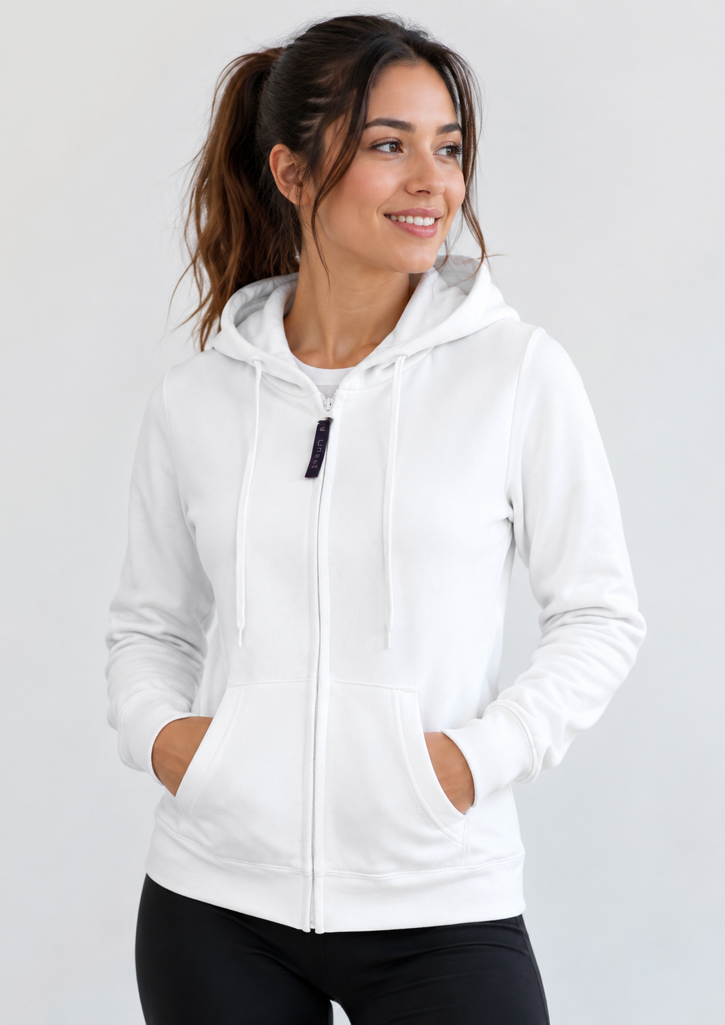 Ladies Classic Full Zip Hooded Sweatshirt - White - UC505