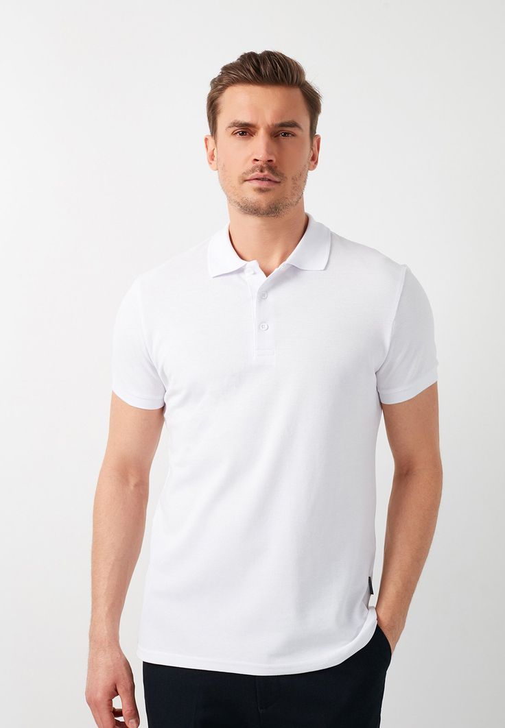 Polo Collar Tipping Men's Polo Shirt In White