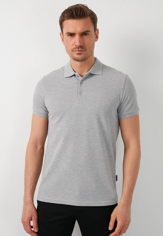 Polo Collar Tipping Men's Polo Shirt In Grey