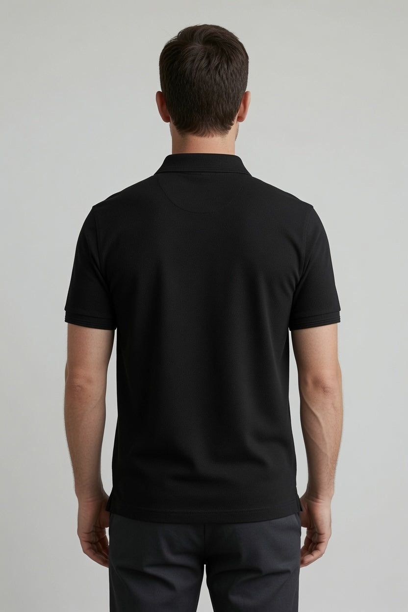 Polo Collar Tipping Men's Polo Shirt In Jet Black
