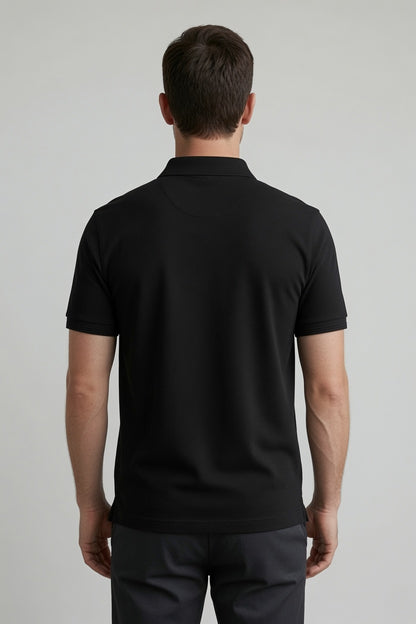Polo Collar Tipping Men's Polo Shirt In Jet Black