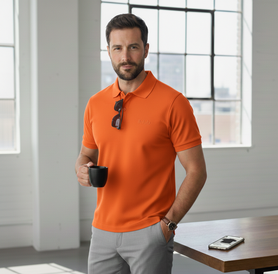Polo Collar Tipping Men's Polo Shirt In Orange