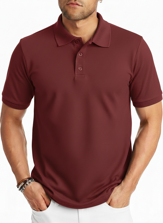 Polo Collar Tipping Men's Polo Shirt In Maroon