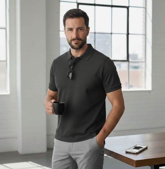 Polo Collar Tipping Men's Polo Shirt In Charcoal