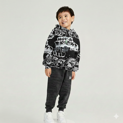 Kids Black Hoodie - Print