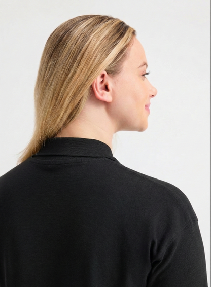 Ladies Active Cotton Polo T-shirt Black