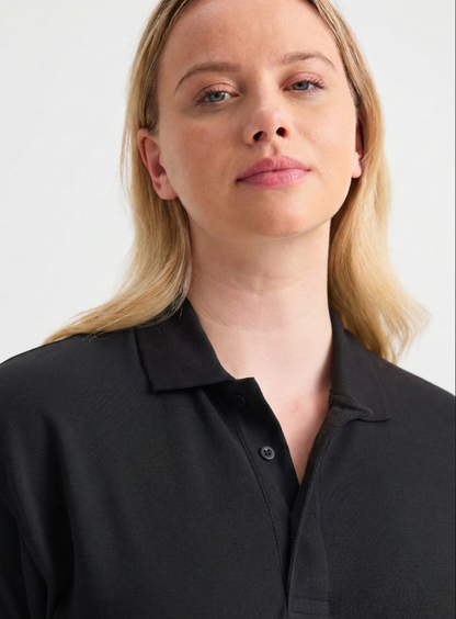 Ladies Active Cotton Polo T-shirt Black