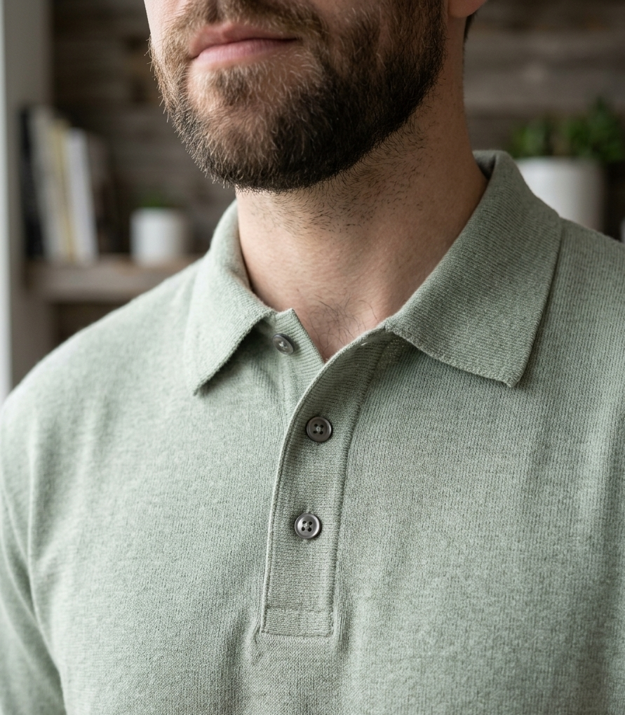 Man Polo T Shirt Waffle Knit Polo T Shirt (Best For Chile Night)