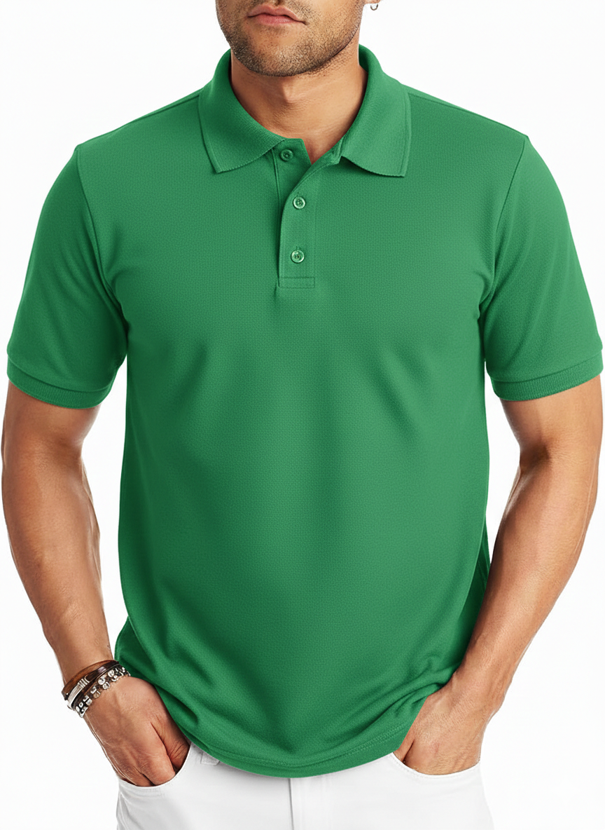 Polo Collar Tipping Men's Polo Shirt In Kelly Green