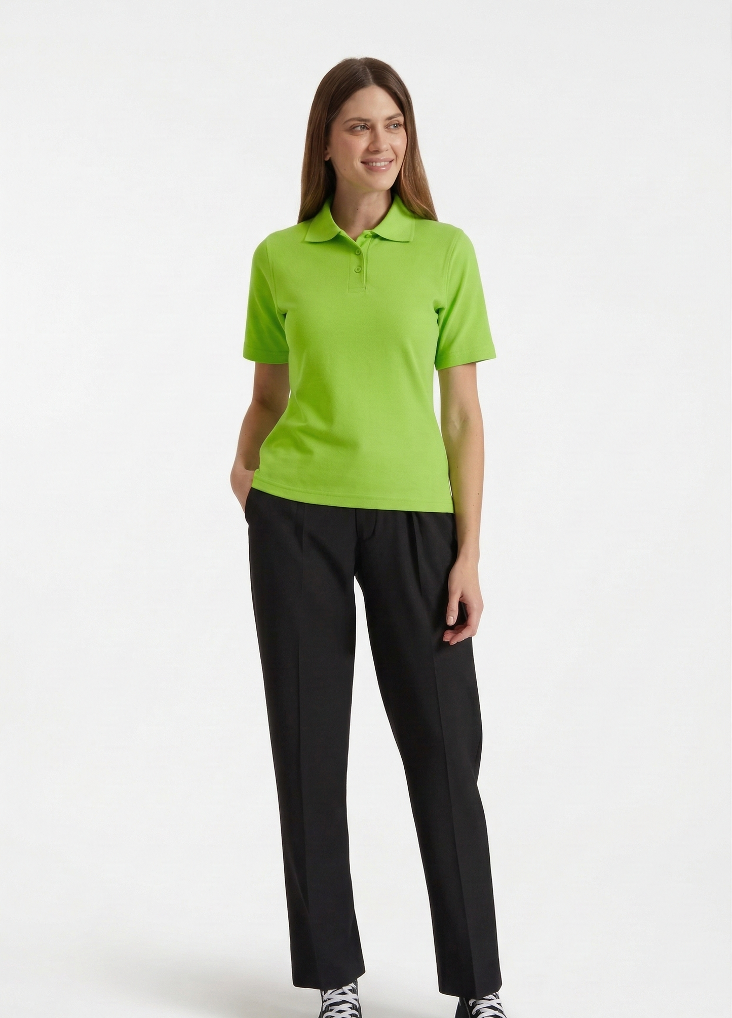 Ladies Active Cotton Poloshirt Lime