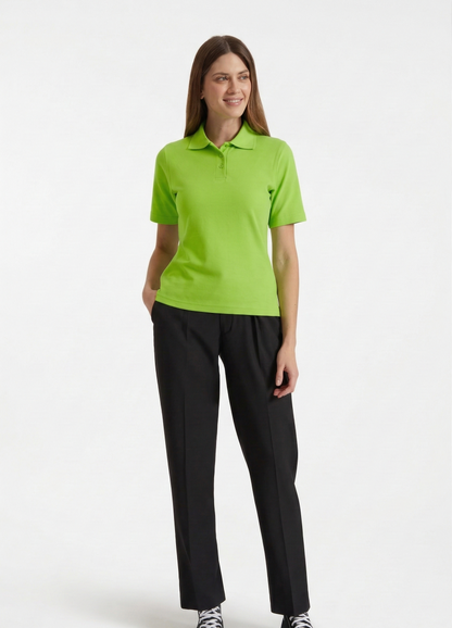 Ladies Active Cotton Poloshirt Lime