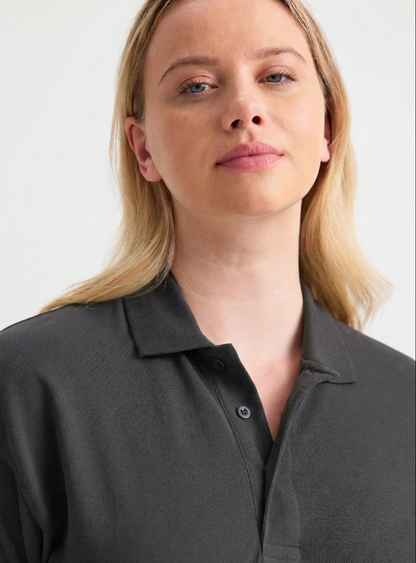 Ladies Active Cotton PoloT-shirt  Charcoal