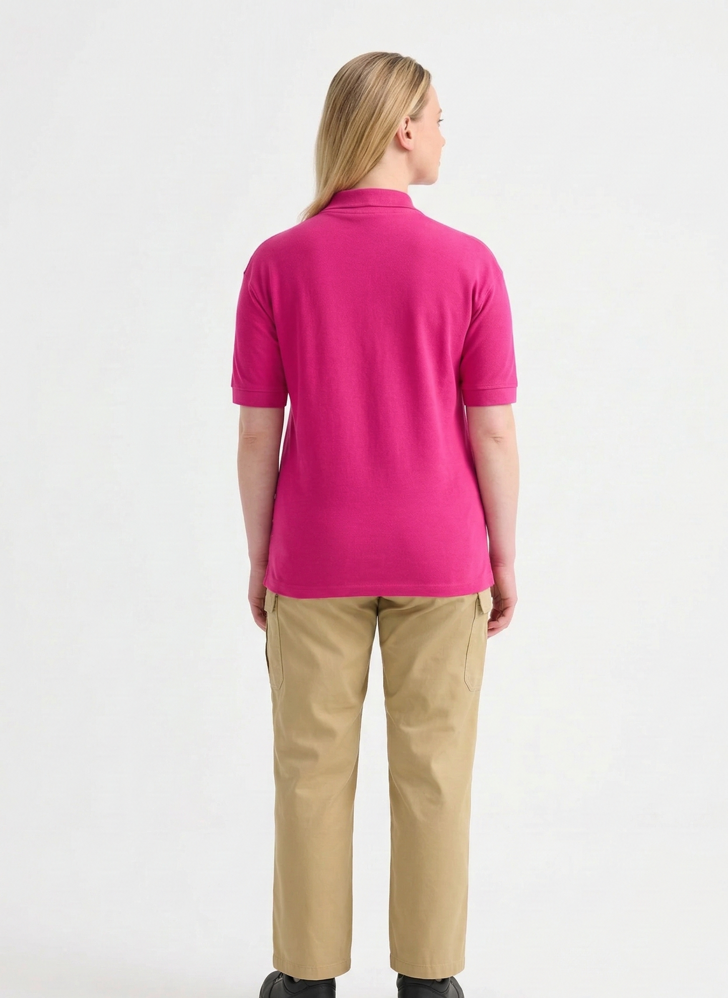 Ladies Active Cotton Polo T-shirt Hot Pink