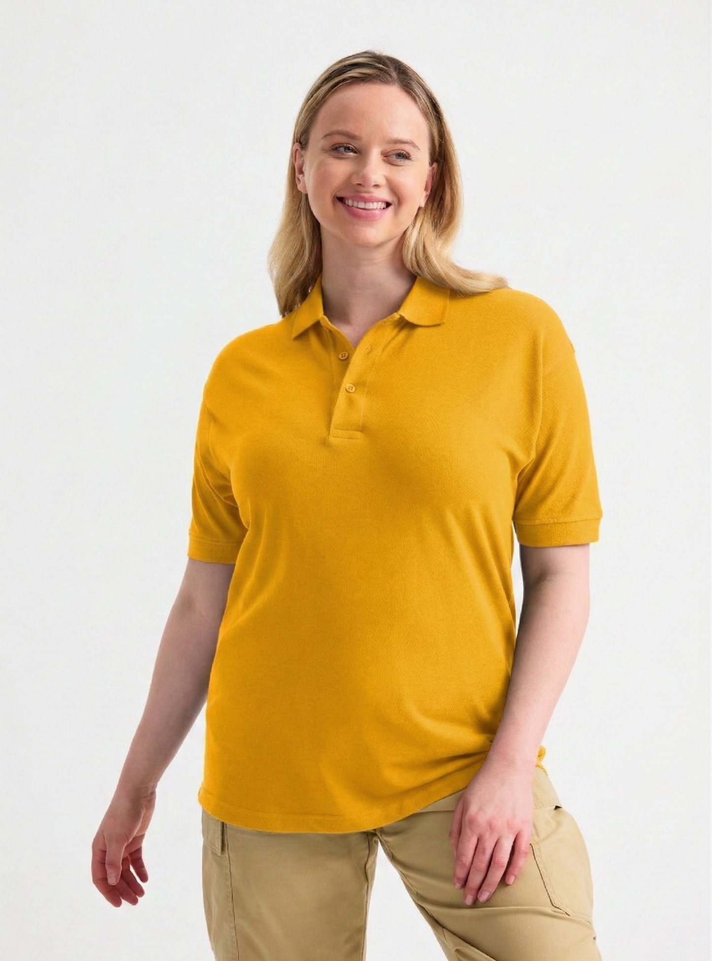 Ladies Active Cotton Polo T-shirt Yellow