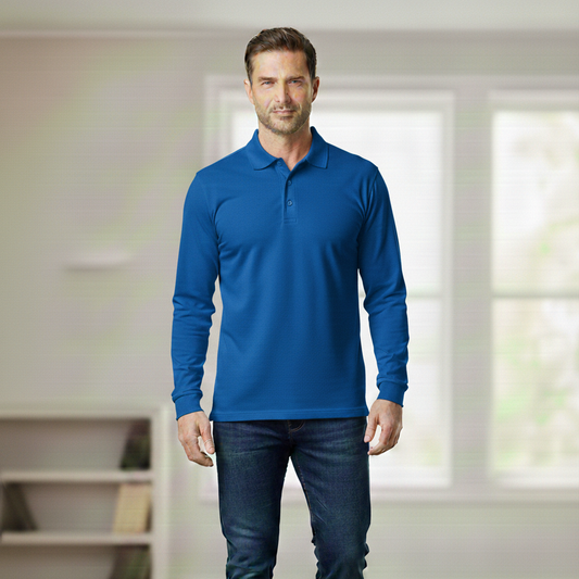Full Sleeves Polo Tipping Shirt Sapphire Blue