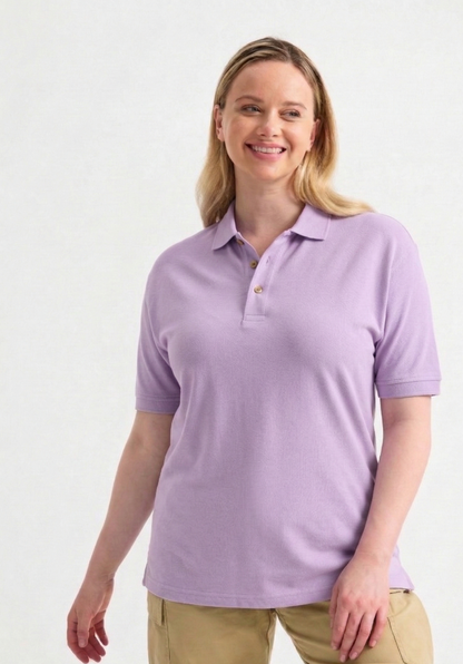 Ladies Active Cotton Poloshirt Lilac