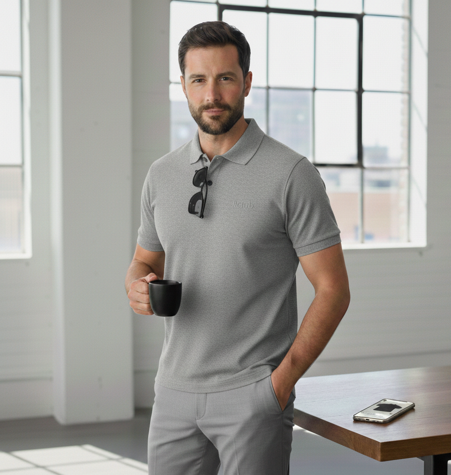 Polo Collar Tipping Men's Polo Shirt In Grey