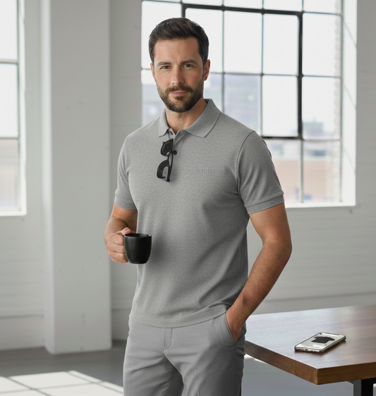 Polo Collar Tipping Men's Polo Shirt In Grey