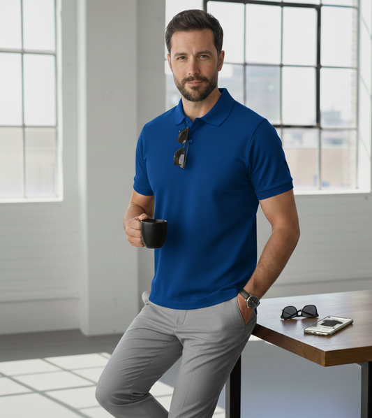 Polo Collar Tipping Men's Polo Shirt In Royal