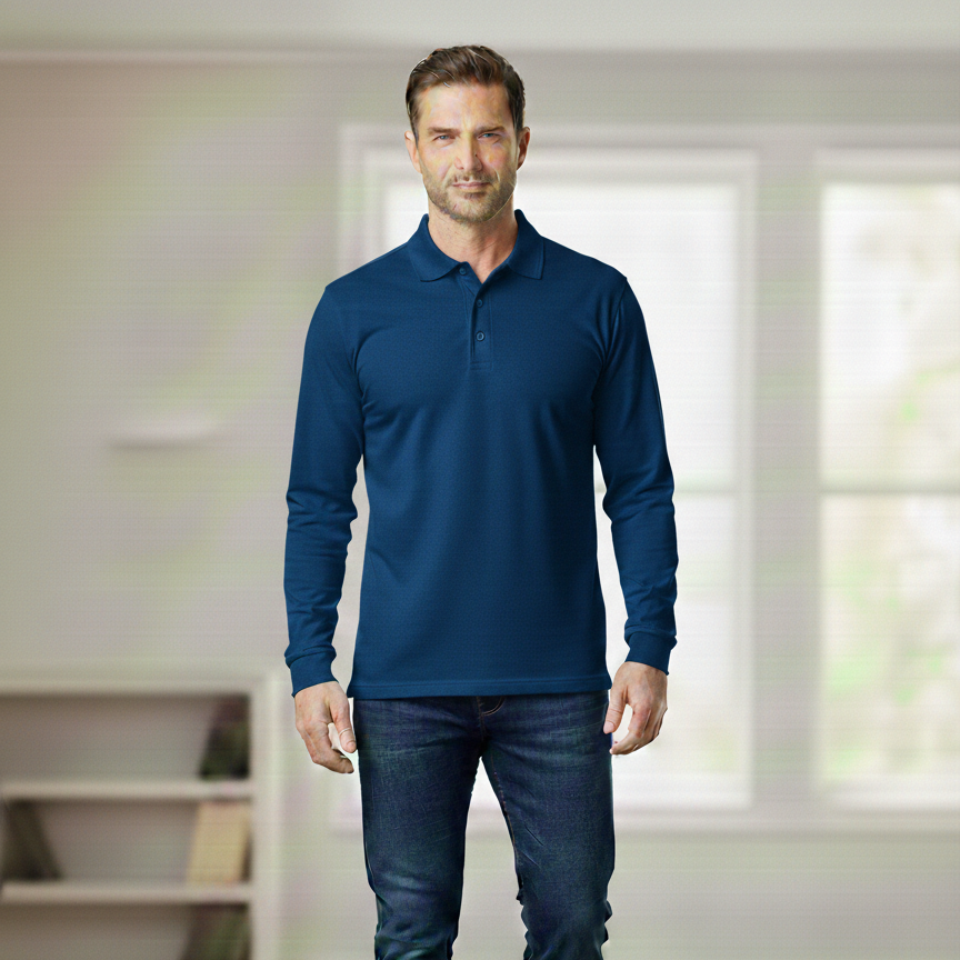 Full Sleeves Polo Tipping Shirt Royal