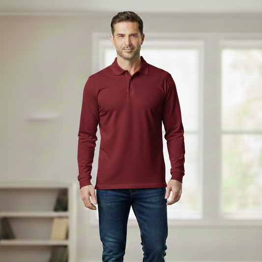 Full Sleeves Polo Tipping Shirt Red