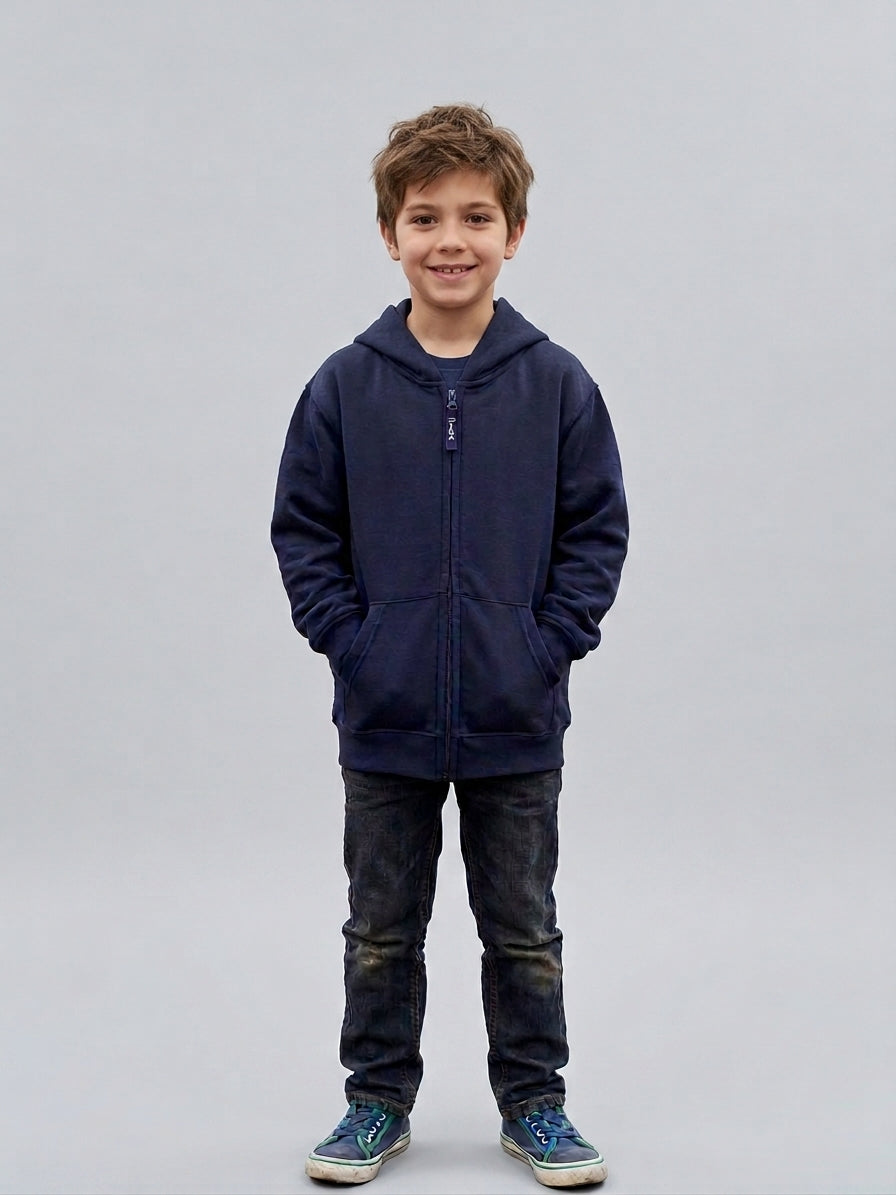 Kids Classic Full Zip Hooded Sweatshirt - Navy