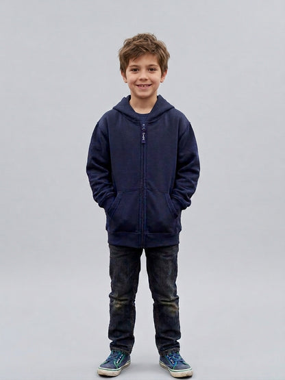 Kids Classic Full Zip Hooded Sweatshirt - Navy