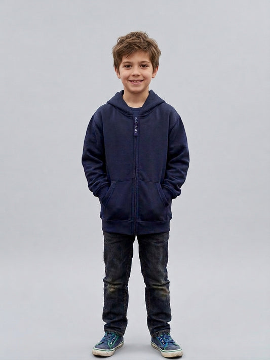 Kids Classic Full Zip Hooded Sweatshirt - Navy