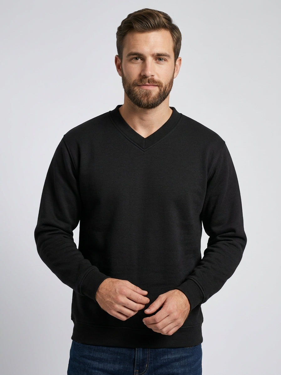 Premium V-Neck Sweatshirt - Black - UC204
