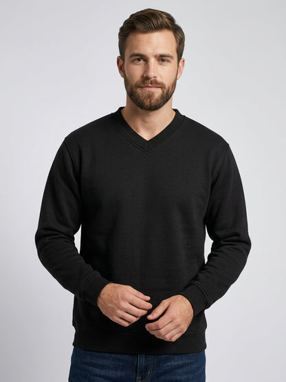 Premium V-Neck Sweatshirt - Black - UC204