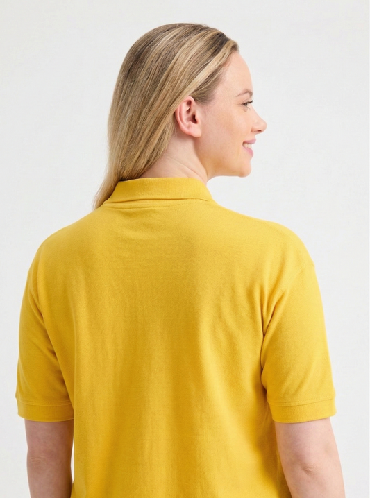 Ladies Active Cotton Polo T-shirt Yellow
