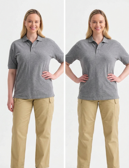 Ladies Active Cotton Polo T-shirt Grey