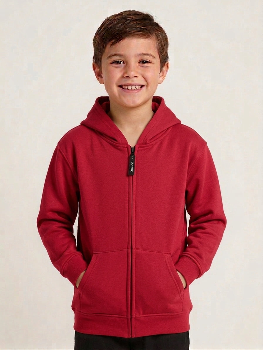 Kids Classic Full Zip Hooded Sweatshirt - Red