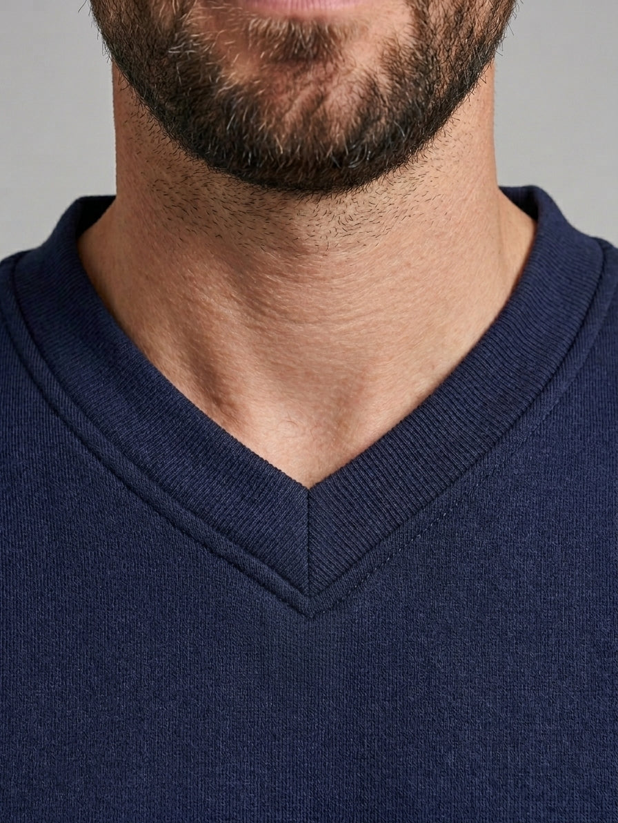 Premium V-Neck Sweatshirt - Navy - UC204