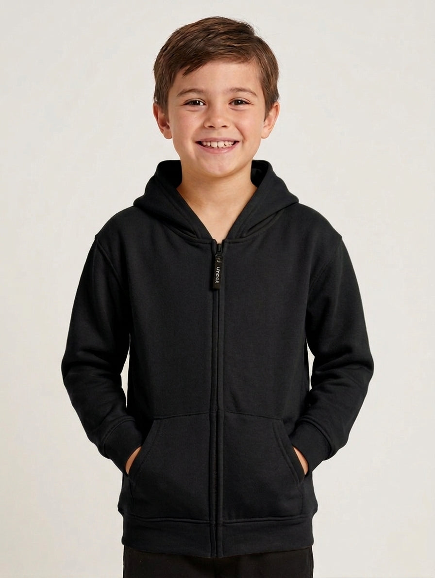 Kids Classic Full Zip Hooded Sweatshirt - Black