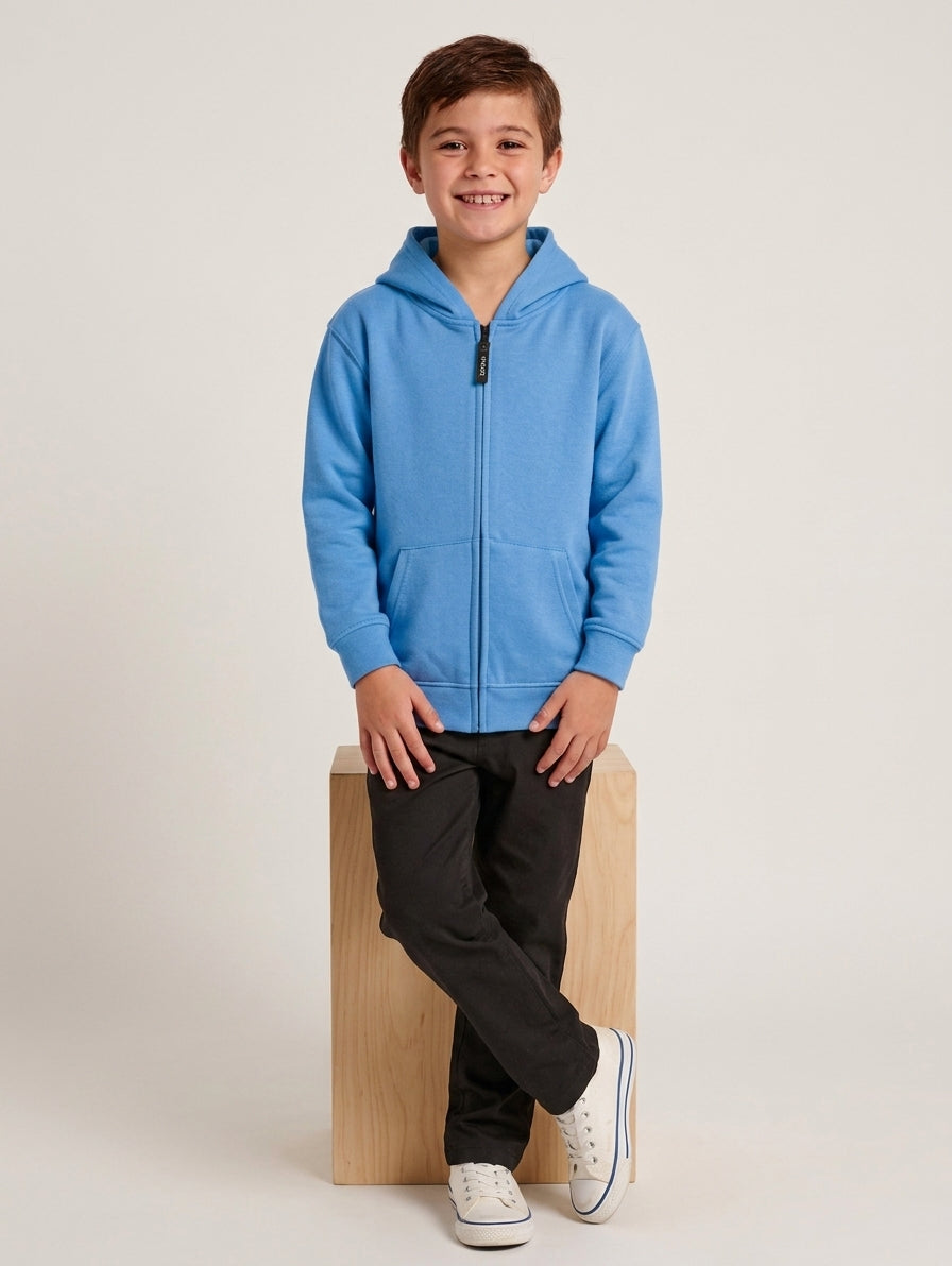 Kids Classic Full Zip Hooded Sweatshirt - Sky