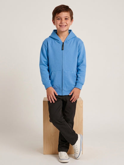 Kids Classic Full Zip Hooded Sweatshirt - Sky