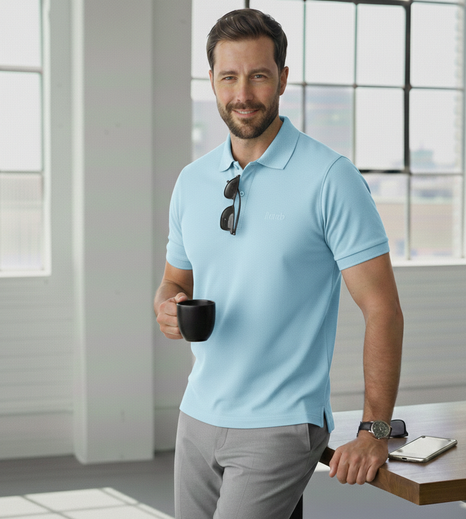 Polo Collar Tipping Men's Polo Shirt In Sky