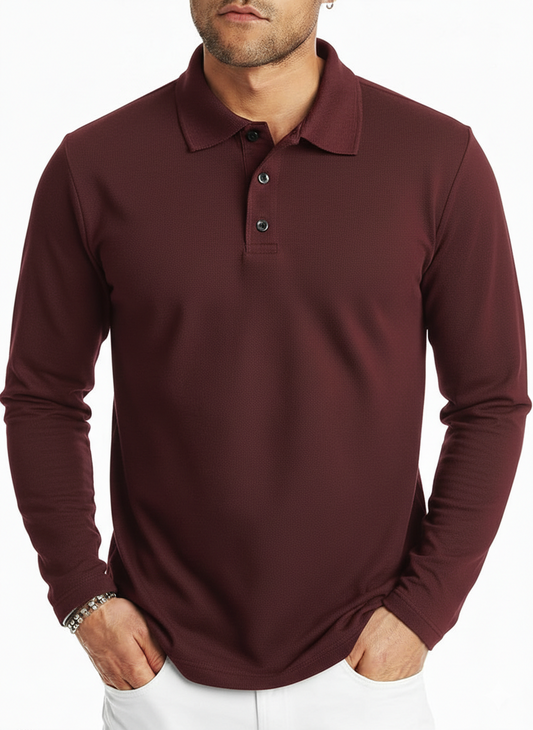 Full Sleeves Polo Tipping Shirt Maroon
