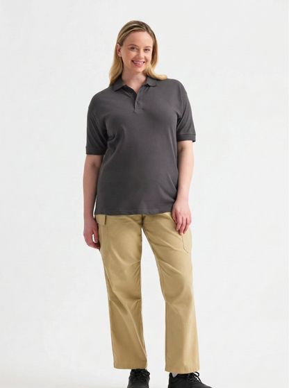 Ladies Active Cotton PoloT-shirt  Charcoal