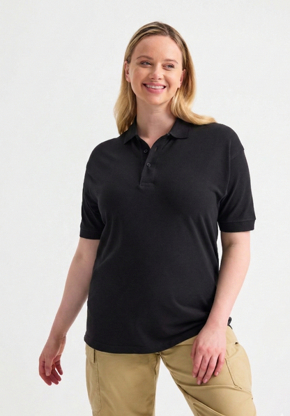 Ladies Active Cotton Polo T-shirt Black