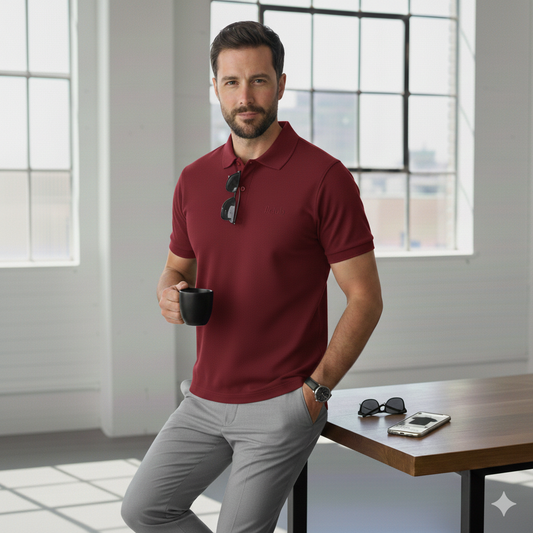 Polo Collar Tipping Men's Polo Shirt In Red