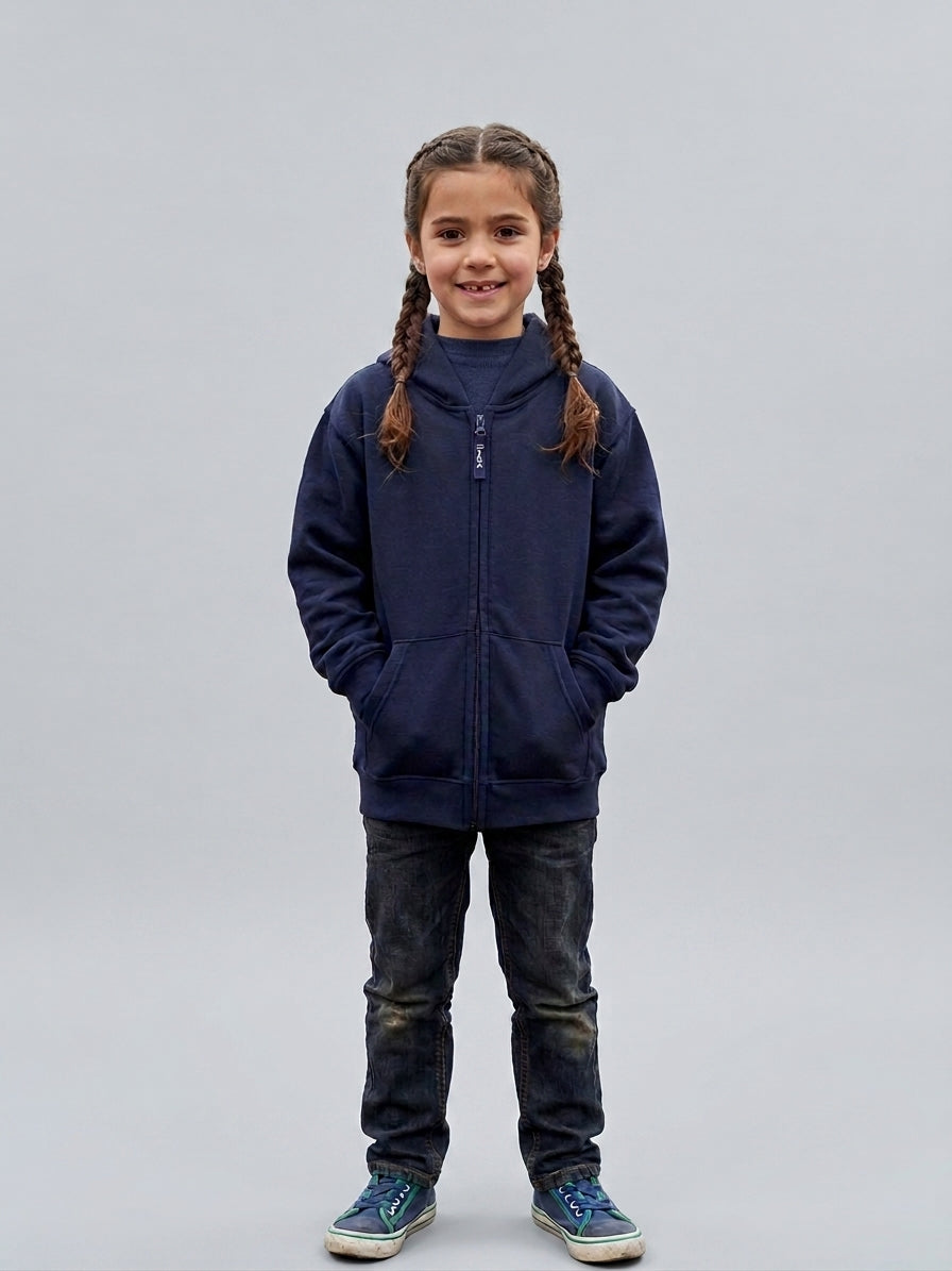Kids Classic Full Zip Hooded Sweatshirt - Navy