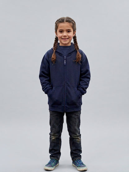 Kids Classic Full Zip Hooded Sweatshirt - Navy